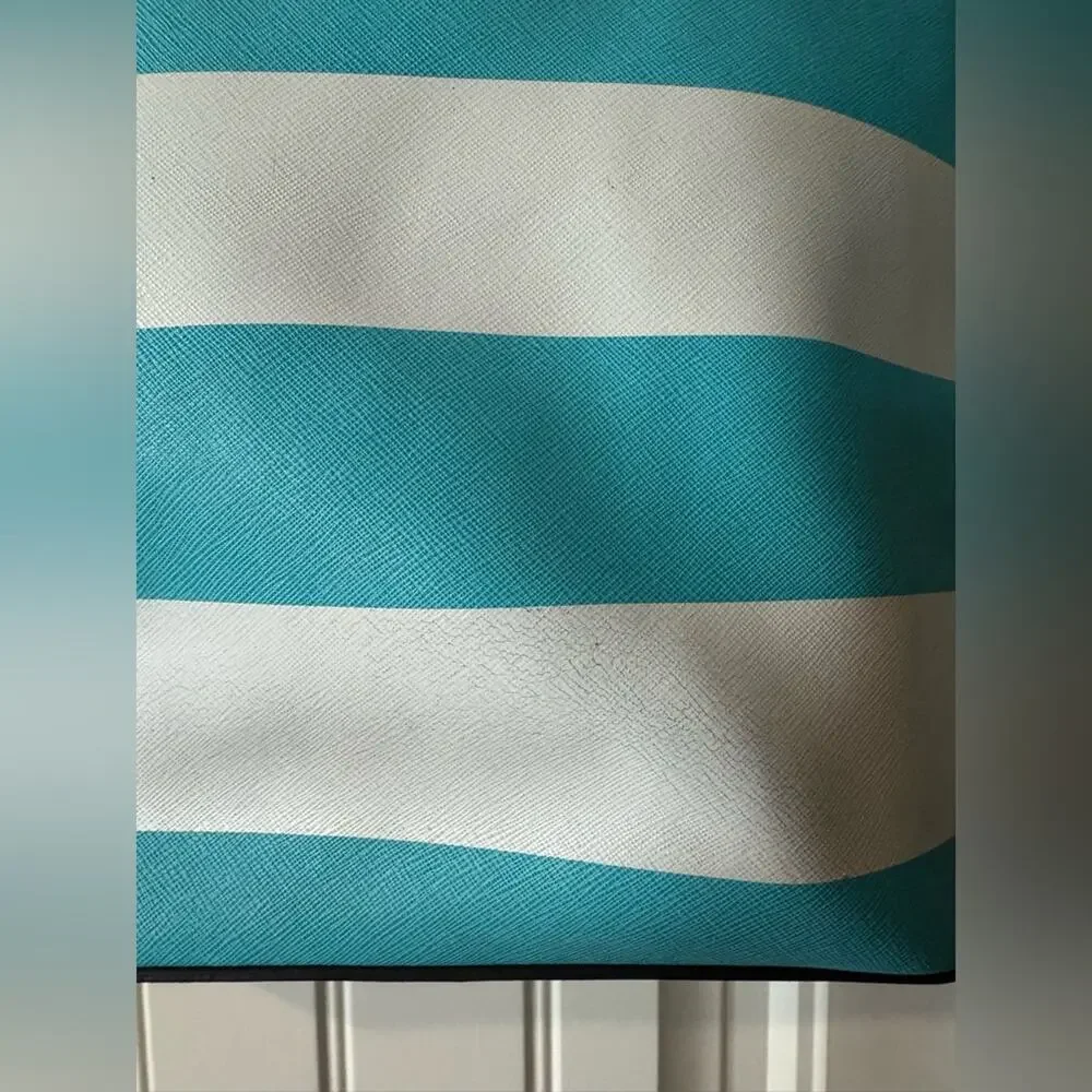 MICHAEL KORS 🩵 Blue & White Striped Shoulder Canvas Tote, Gold Logo
